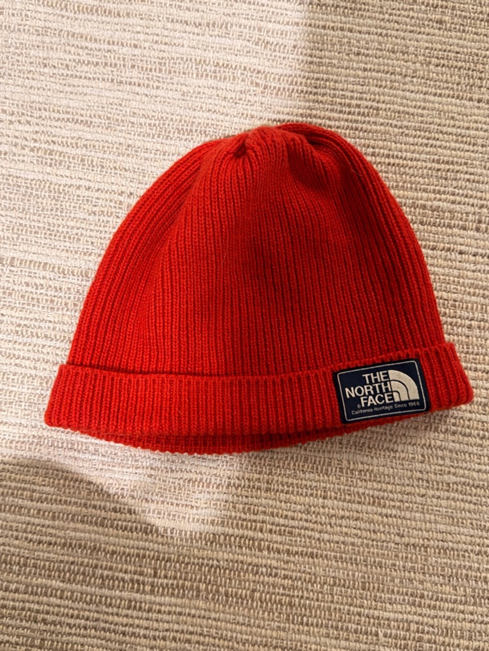 The North Face Bright Red Ribbed Beanie